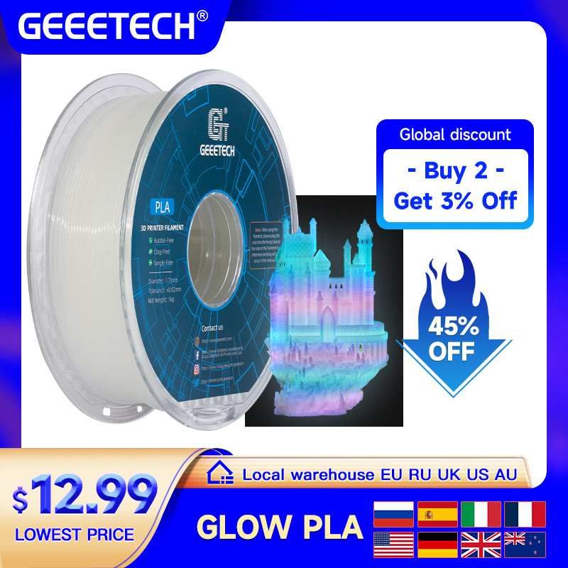GEEETECH Glow PLA 1.75mm 1kg M - 3D Printing Nylon ulasan dan harga
